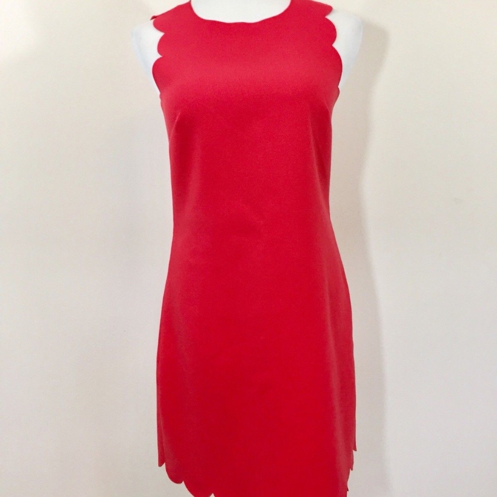 J Crew Scalloped Shift Dress 63746 In Coral Pink